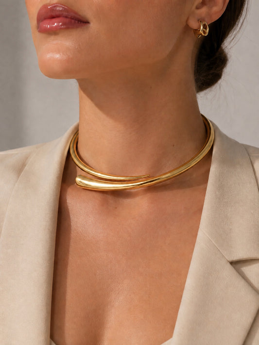 Sculptural choker - gullfarget
