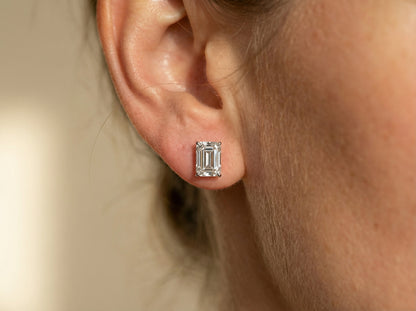 Emerald Cut Studs - Rhodinert 925 Sølv