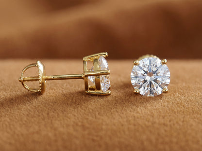 Luksuriøse Gullforgylte Studs i 925 Sølv – Round Brilliant Cut