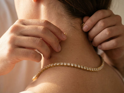 Moissanite 0,1 ct - Halskjede belagt av gull eller sølv (3 mm 16 inc)