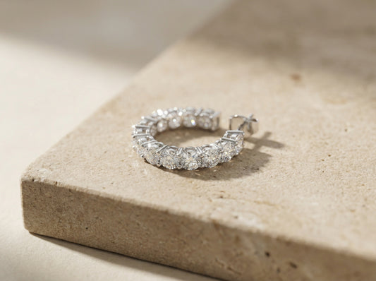 Brilliant Hoop Earrings - Rhodinert 925 Sterling Sølv