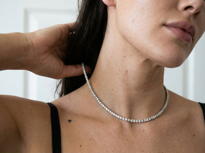 Moissanite 0,1 ct - Halskjede belagt av gull eller sølv (3 mm 16 inc)