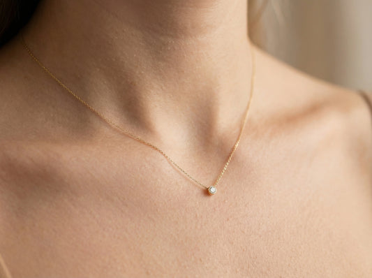 14K Gold Solitaire Necklace – 0.30ct Lab Diamond