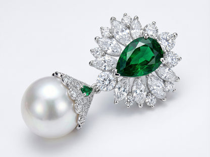 Smaragdgrønn perledråpe øredobb