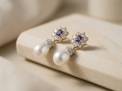 Amethyst perle øredobber