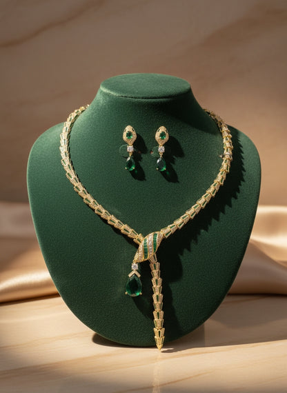 Snake necklace and earring set