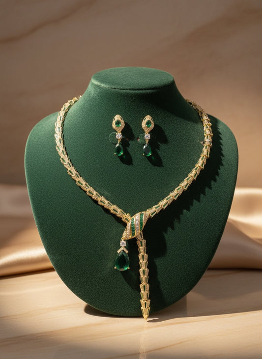 Snake necklace and earring set