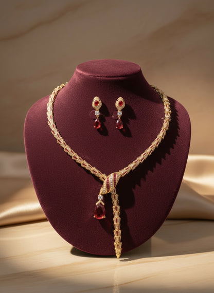 Snake necklace and earring set