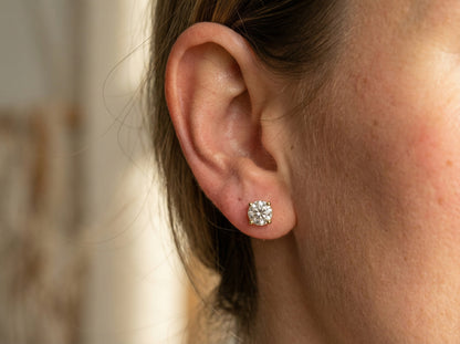 Luksuriøse Gullforgylte Studs i 925 Sølv – Round Brilliant Cut