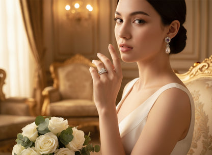 Two piece Emerald and Baguette Diamond ring set.