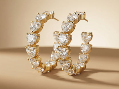 Heart Cut Gold Plated Hoop Earrings