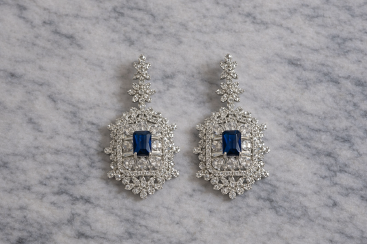 Safirblå sølv øredobber fra Istanbul